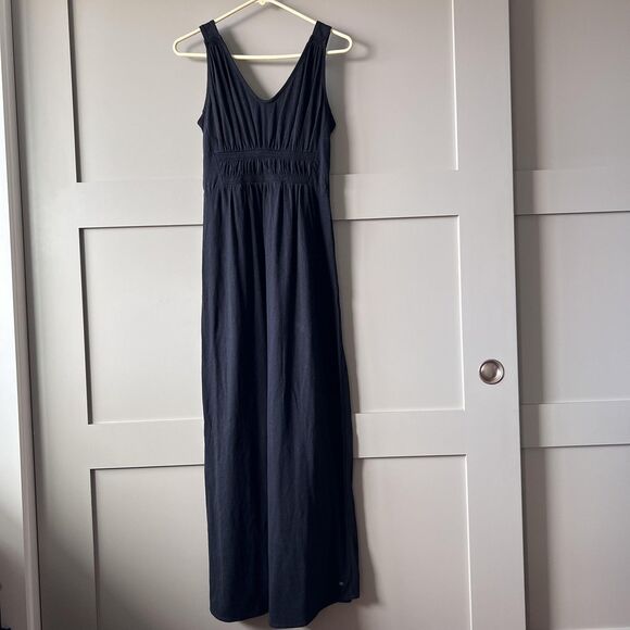 Eddie Bauer Dress Womens Medium Black Maxi Sleeveless Smocked Waist Cotton Tank - Picture 1 of 14